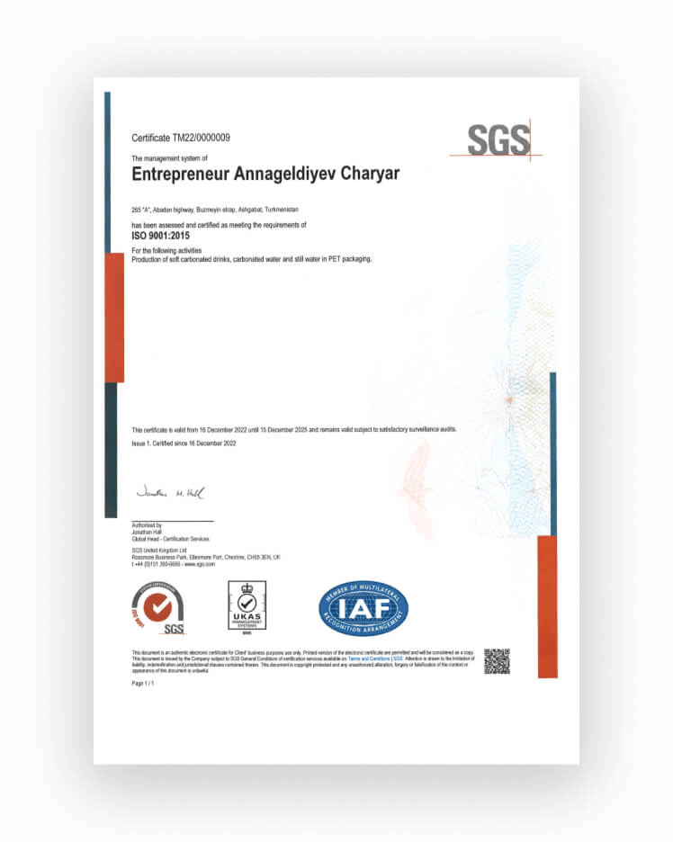 ISO 9001 and ISO 22000 certification